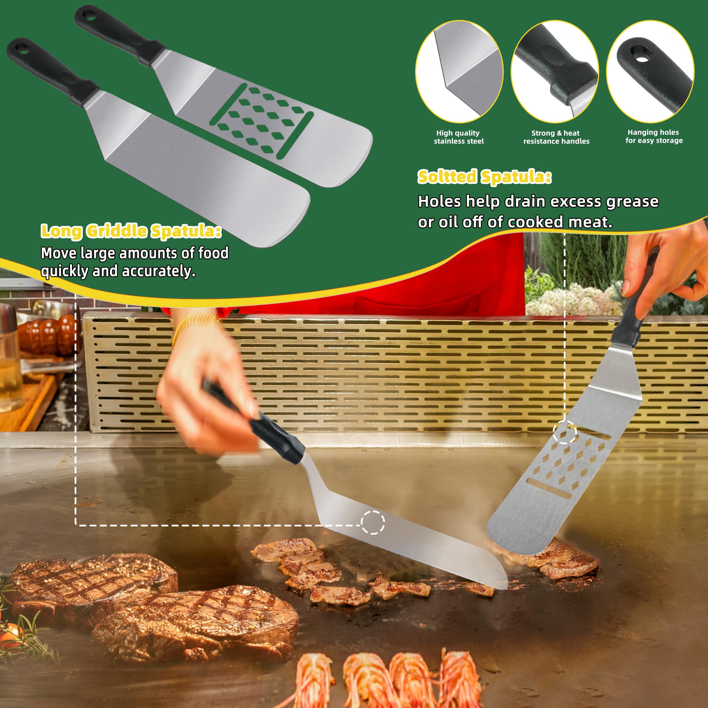 30Pcs Griddle Accessories Kit, Flat Top Grill Accessories Set For Blackstone And Camp Chef, Grill Spatula Set With Melting Dome,
